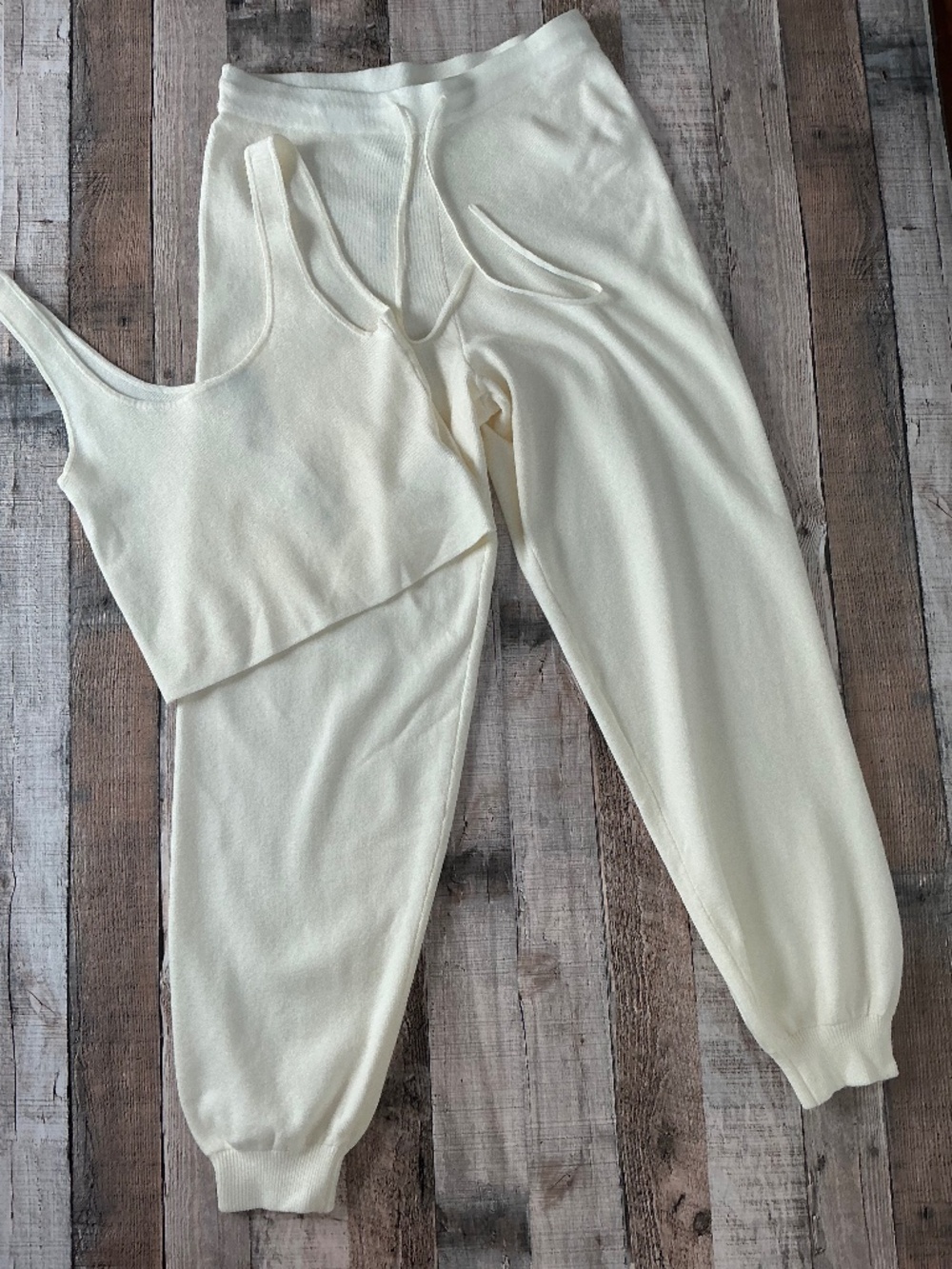 The Drop Winter White Soft Knit Matching Set Jogger Camisole Tank NWT SZ S/M
